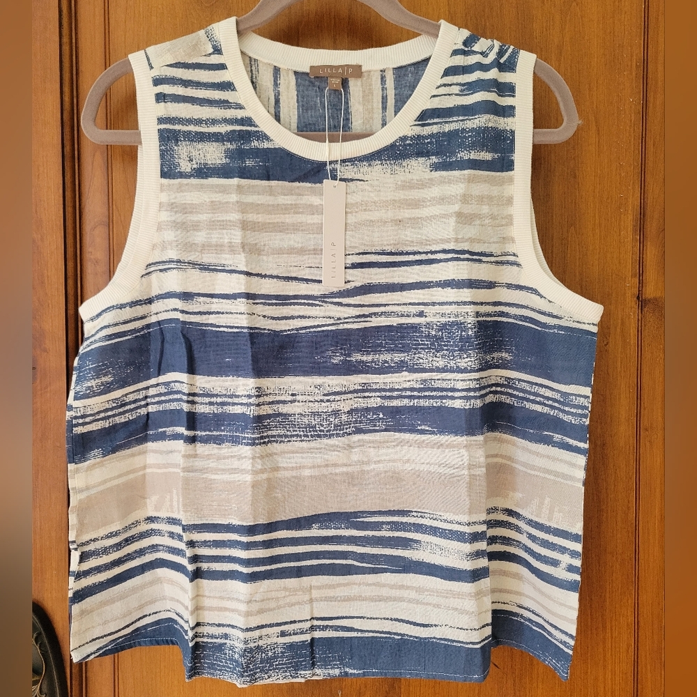 Lilla P Womens Sleeveless Shirt Seam Tank Top Blouse NWT Sz L